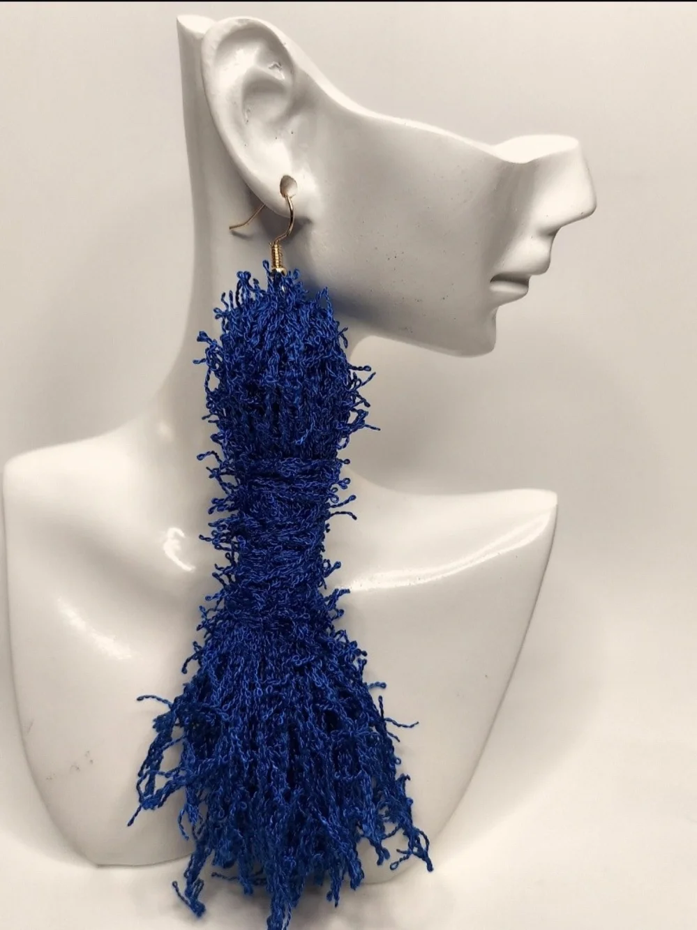 Handcrafted Royal Blue Fringe Tassel Earrings - Women Jewelry